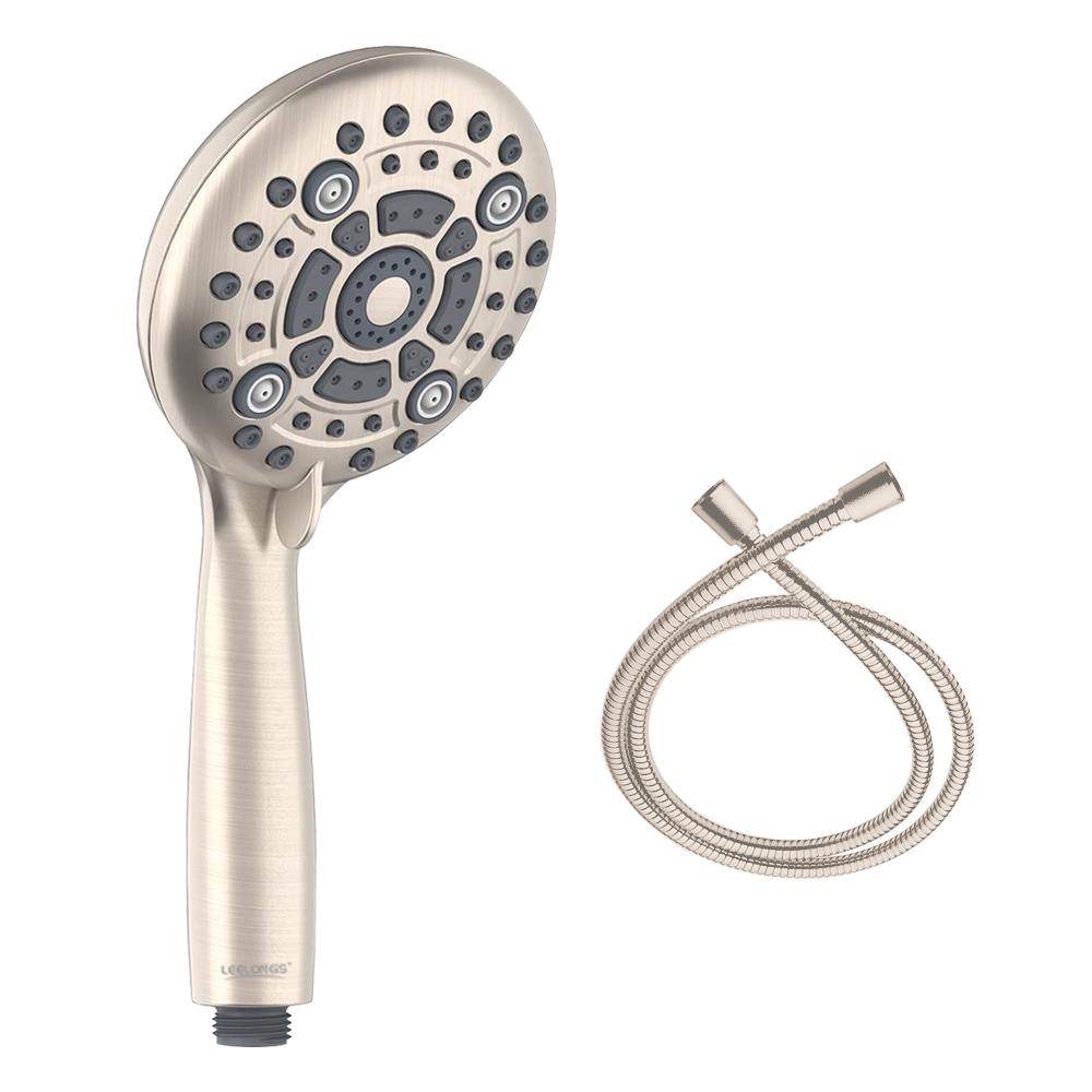 6 Functions High Pressure Brushed Nickel Water Saving Eco-Friendly Shower Mist Spray Bathroom Bath Handheld Shower Head Hose (as the picture,ABS Plastic)