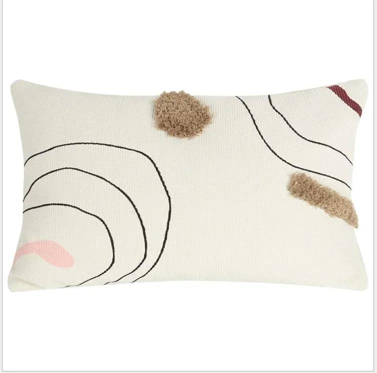 Yellow Abstract Handmade Geometric Embroidery Pillow Cover Home Decor Cushion Cover PillowCase Pillow Sham 30x50cm/45x45cm