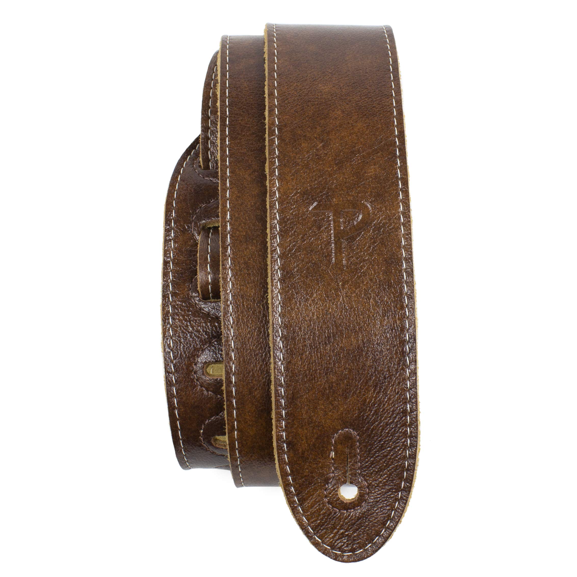 

P Leathers Italian Leather Guitar Chestnut Perri s Ltd. Strap, 2-inch,