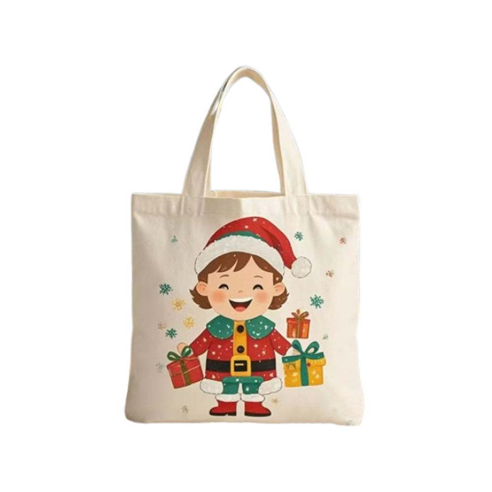 Large Capacity Christmas Canvas Gift Bag Cartoon Merry Christmas Decor  Party Favors