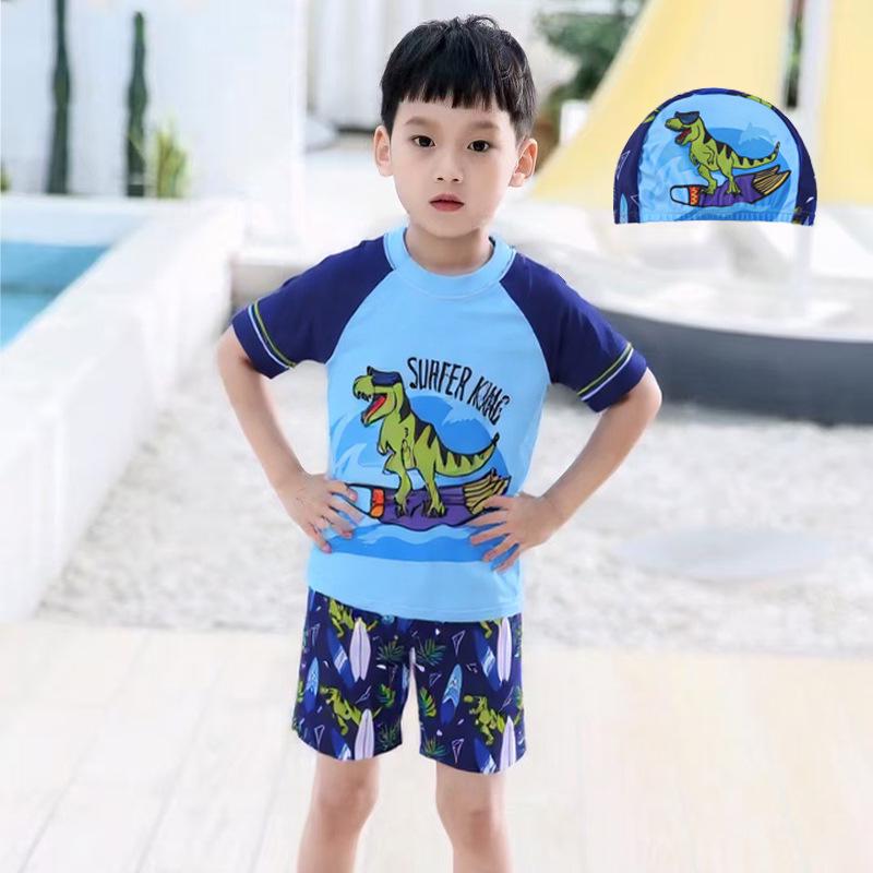 New Cute Cartoon Split Swimsuit for Boys - High-Elasticity Swimwear for Toddlers, Small, Medium, and Large Kids