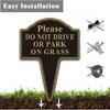 Do Not Drive or Park On Grass Sign, Yuntarda 2-Pack 10”x14” Double Sided Stay Off Grass Sign with Integrated Stake Rust-free Aluminum Yard Sign