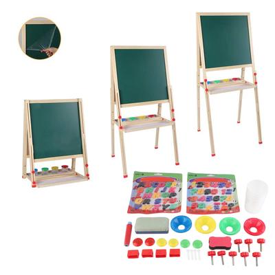 Dřevěný dětský umělecký stojan All in One se sadou magnetických mazacích houbiček
