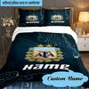 Custom Name Argentina Football Crest Bedding Set 3pcs, Bedding Set Including 1pc Duvet Cover And 2pcs Pillowcases for Bedroom, Dormitory Gift
