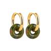 Stainless steel 18K gold colored natural stone earrings, Guofeng new Chinese round earrings, ear buckle ear jewelry