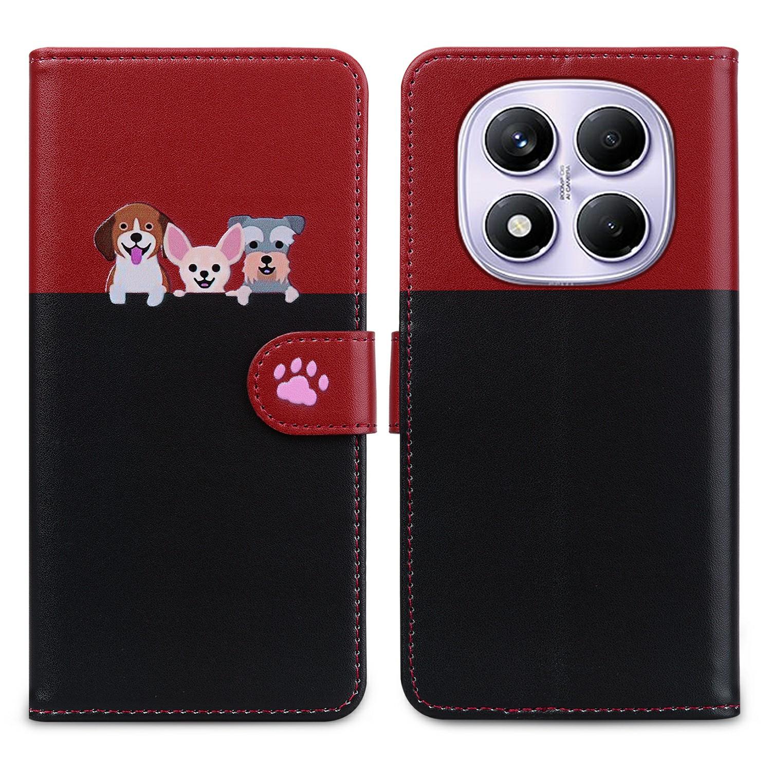 

Серия мультяшных питомцев для Xiaomi Redmi Note 14 Pro 4G Чехол-кошелек для телефона Сплетенная кожа Откидная крышка Black