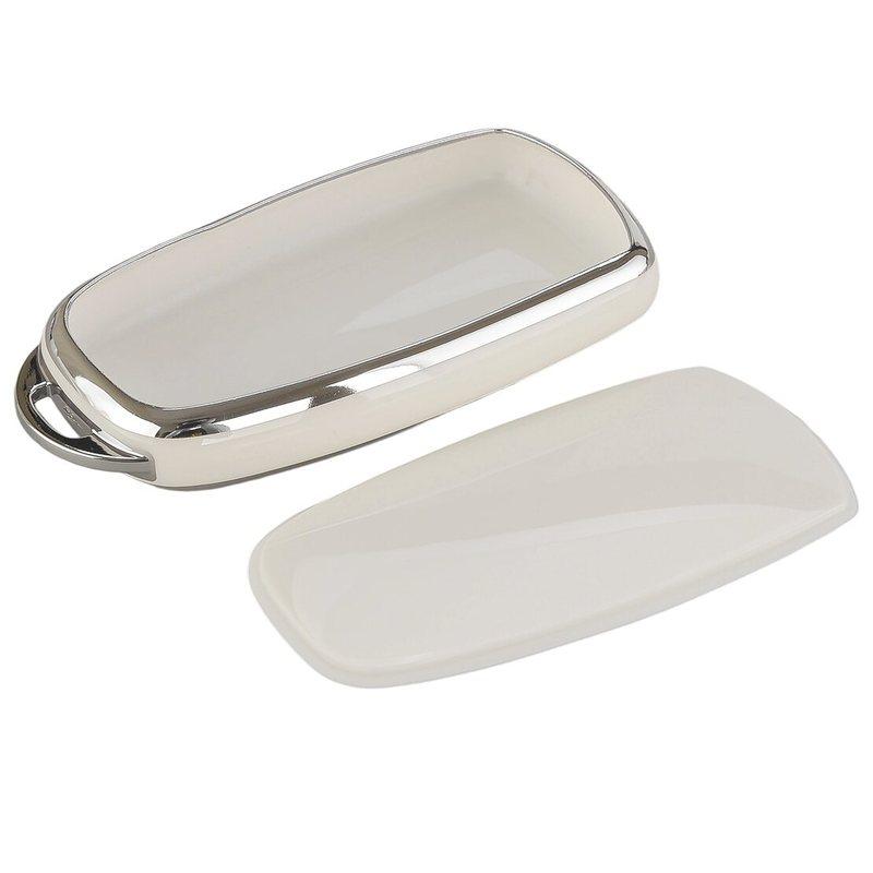 White TPU 4 Button Key Fob Cover Case Holder Bag with Keychain Fit For Chery Omoda C5 Jaecoo J7 Arizzo 5
