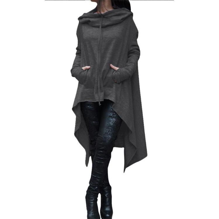 European American Style Autumn Winter Solid Color Long Hooded Sweatshirt 9308 Collection