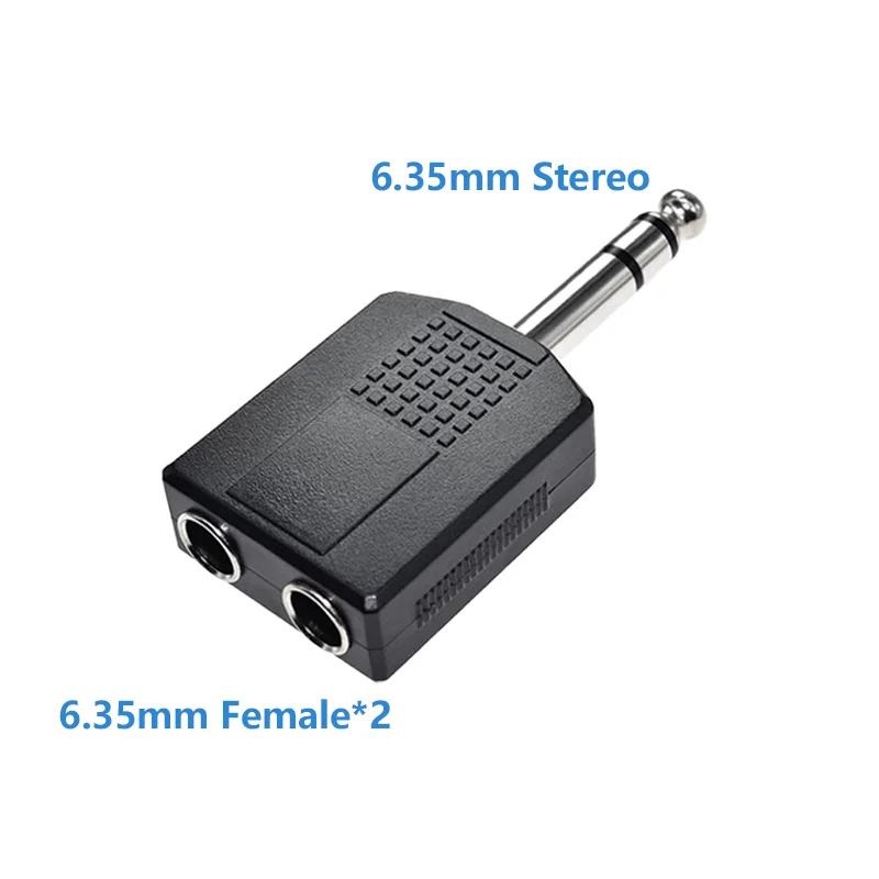 5/20Pcs Y Splitter Dual Channel Plug Jack 6.35 Stereo Male To Double 3.5 Female Connector for Audio Adapter Headphone Mic