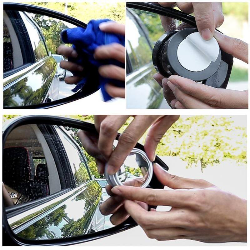New 2pcs Convex Mounted Auxiliary Rear-view Mirror 360 Degree Rotation Wide-angle Round Frame Blind Spot Rear-view
