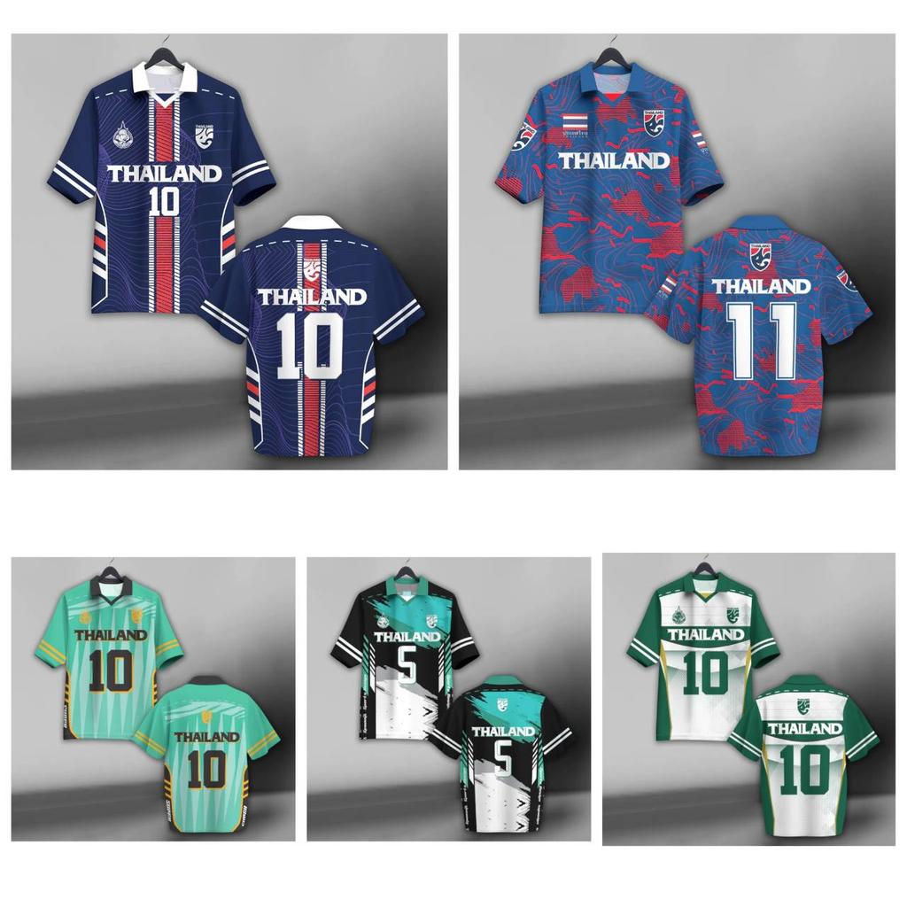 THAILAND Football Soccer Polo Vintage Shirt National Flag Elephant Logo Badge Unisex Men Women JERSEY CHEER Print Quick Dry Short Sleeve Uniform