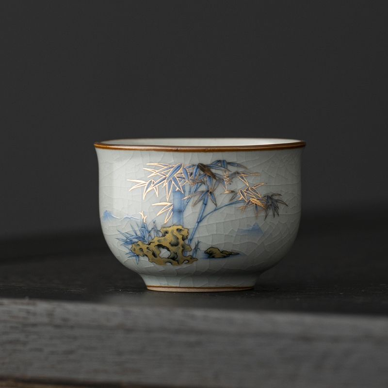 Exquisite Ru Kiln Master Teacup, Guest Ceramic Cup Tasting Kung Fu Tea Drinking Tea Set Teaware Sets