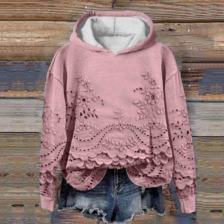 Long Sleeved Hooded Printed Sweatshirt Loose Women Casual Fashionable Sweatshirt S розовый