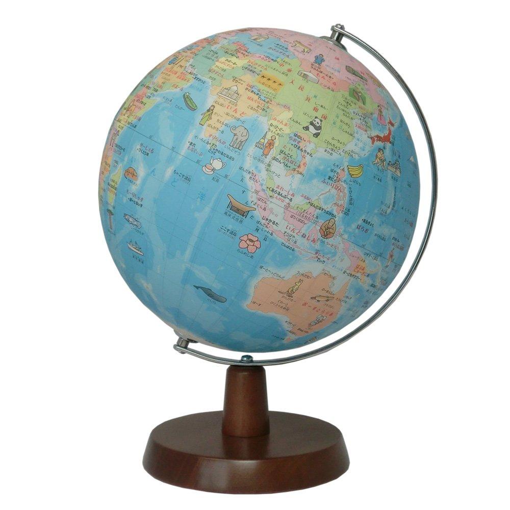Showa Carton 21cm Administrative Illustrated Hiragana Wooden Base Globe, Diameter, 21-HAW, Map, Type,