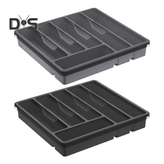 Kitchen Flatware Utensil Holder with Lid 6 Compartments Drawer Countertop Chopstick Spoon Fork Cutter Cutlery Storage Box Covered Organizer Tray