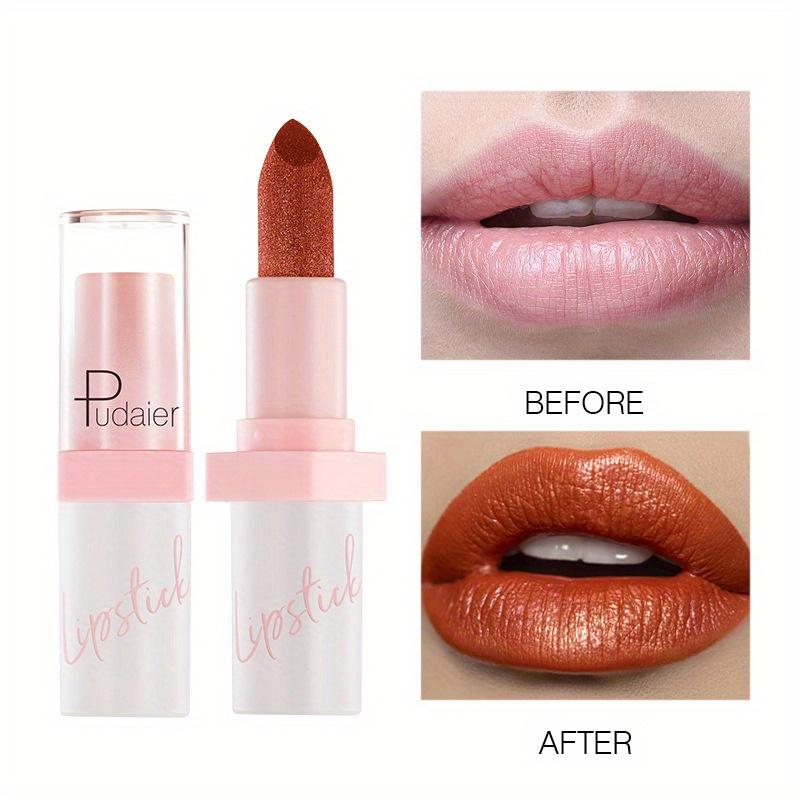 Lila Roter Lippenstift Glitzer Metallischer Lippenstift Hohe Pigmentierung Perlmutt Diamant Matt Lippenstift Nicht an Tasse haftend Langanhaltender Lippenlack Lipgloss