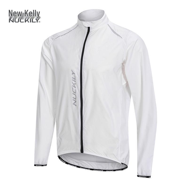 

NUCKILY Unisex Cycling Windbreaker with Sun Protection & Reflective Strips XX-Large белый