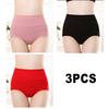 3PCS/Set Women's High Waist Cotton Panties Briefs Soft Breathable Comfy Underwear Plus Size M-3XL