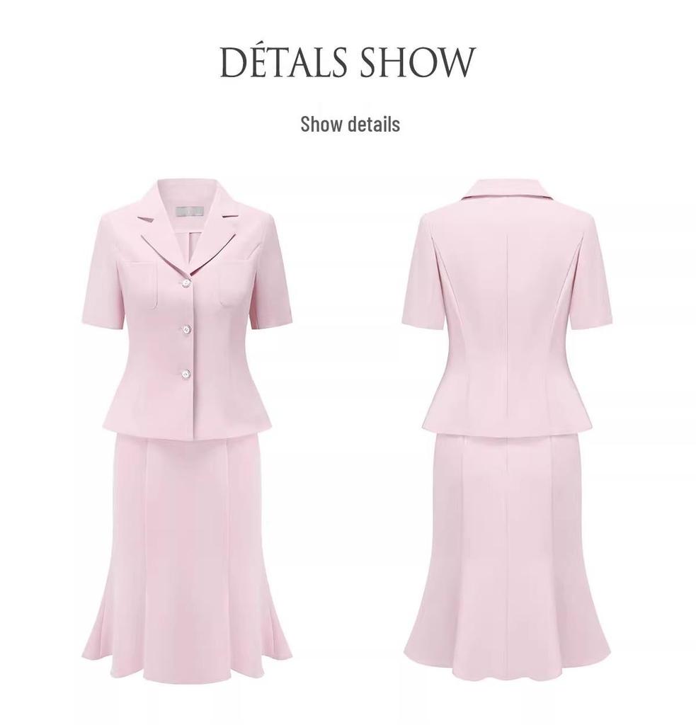 Elegant Retro Fishtail Skirt and Suit Collar Two-Piece Set