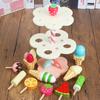 Children's simulation playhouse kitchen strawberry ice cream counter three-layer ice cream ice cream tower Cheche Le wooden toy
