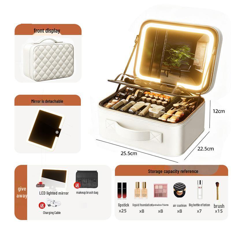 High-Quality LED Light Makeup Bag with Detachable Large-Capacity Cosmetic Storage