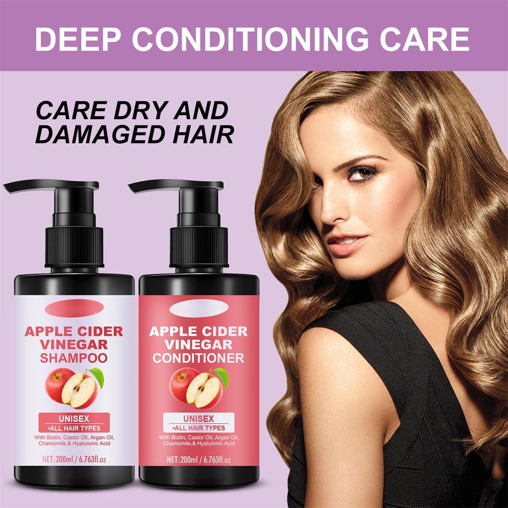Cider Vinegar Shampoo Set (200ml+200ml) Deep Cleansing Hair Care Shampoo
