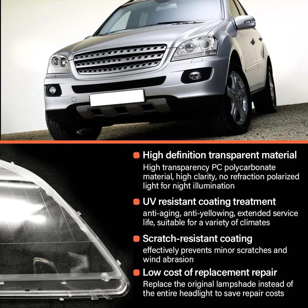 For Mercedes-Benz ML Class W164 ML350 ML500 2005 2006 2007 2008 Front Headlamp Lens Cover Transparent Lampshade Lamp Shell