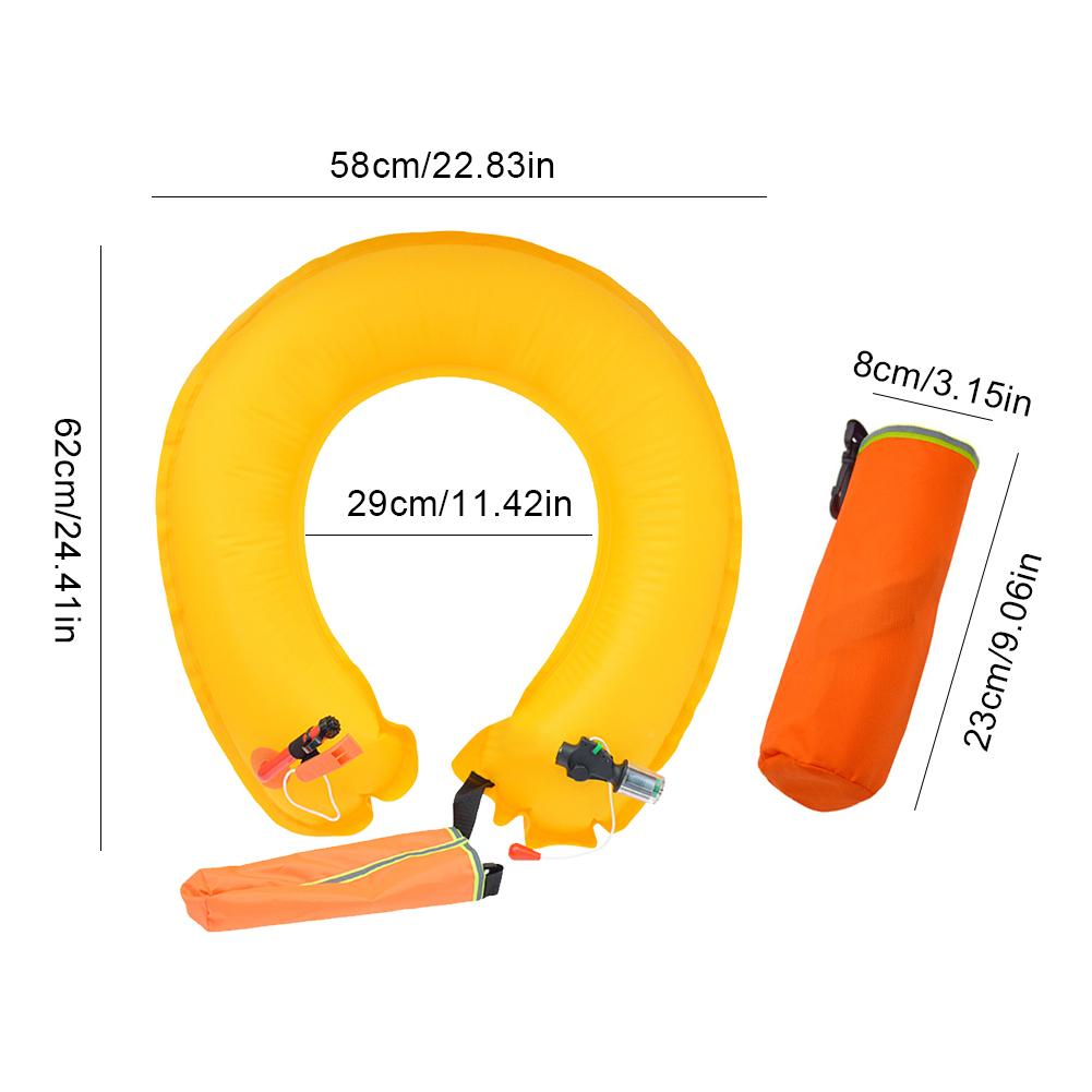 Inflatable Life Jacket Adult Round Buoys with Reflective Strip Manual Life Ring with Hook Rescue Waist Ring for Surfing Boating