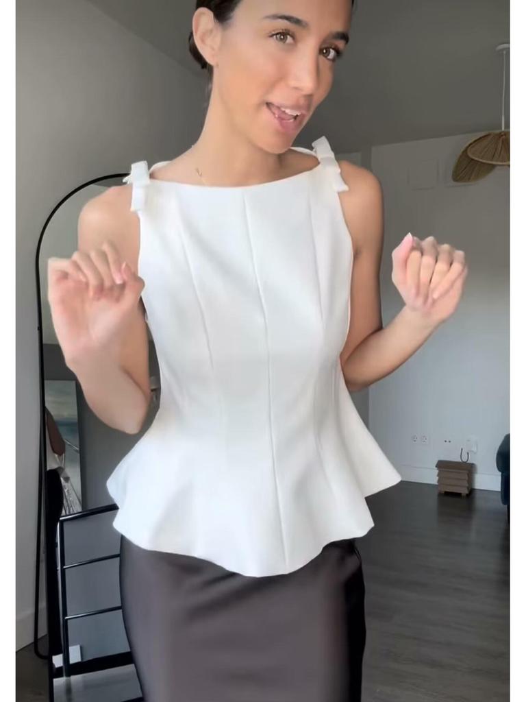 2025 Summer European & American Bow-Accent Hem Skirt & Vest Set