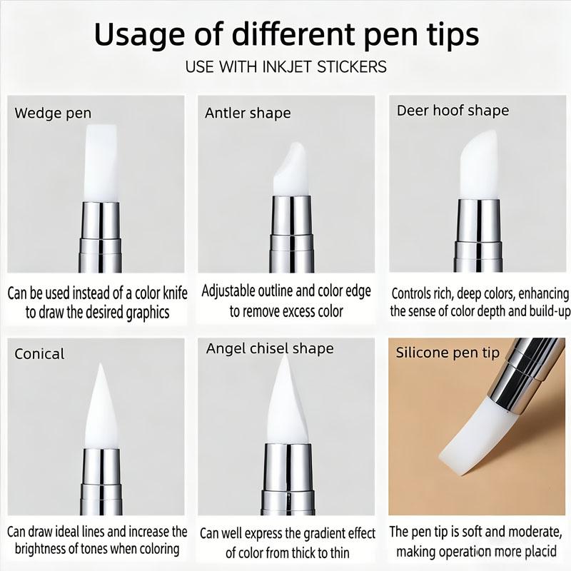 Rhinestone Applicator Pencil Dual-Ended Silicone Head Carving Dotting Pen Nail Dot Pen Stone Picker Refill Manicure Tools DB05