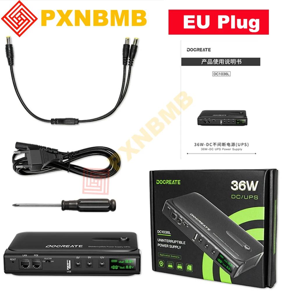 

36W DC1036L UPS Uninterruptible Power Supply 5V-24V Output 18650 Replaceable Battery for Router NAS Modem & Network Equipment
