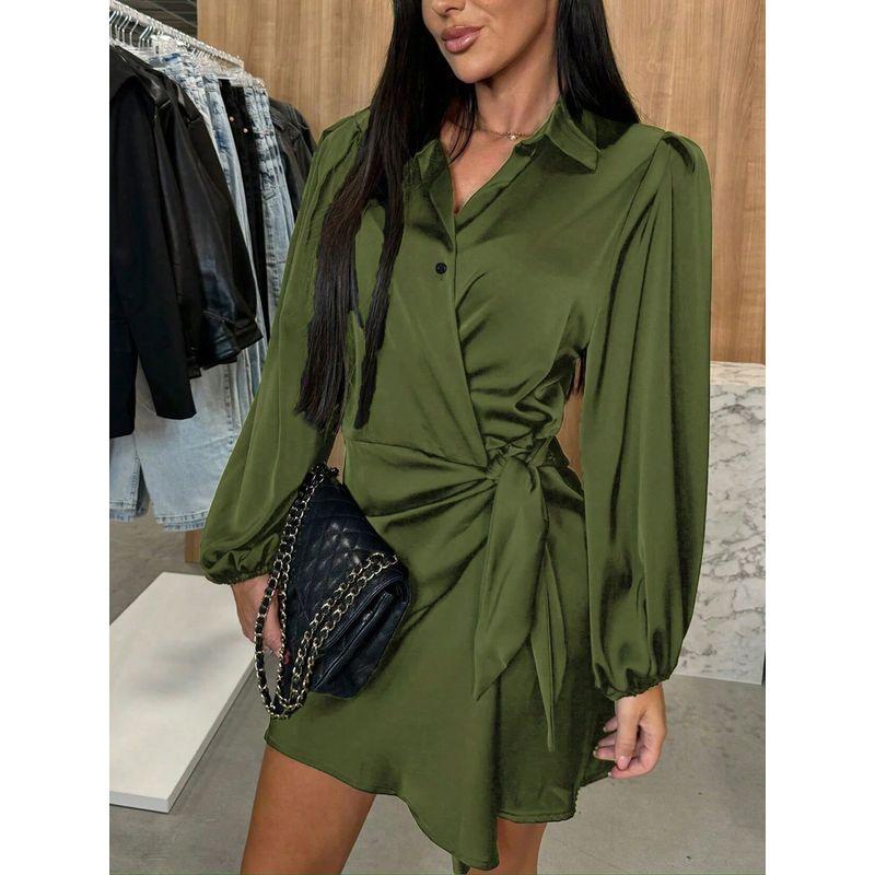 Dress, Shirt, Skirt Women Clothes Autumn Long Sleeve New Dress Party Dress Waist Hugging Shirt Dress