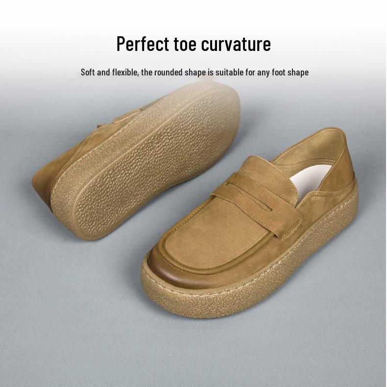 Męskie mokasyny wsuwane ze skóry naturalnej w stylu europejskim 2025 - Skóra bydlęca licowa, Gruba i miękka podeszwa