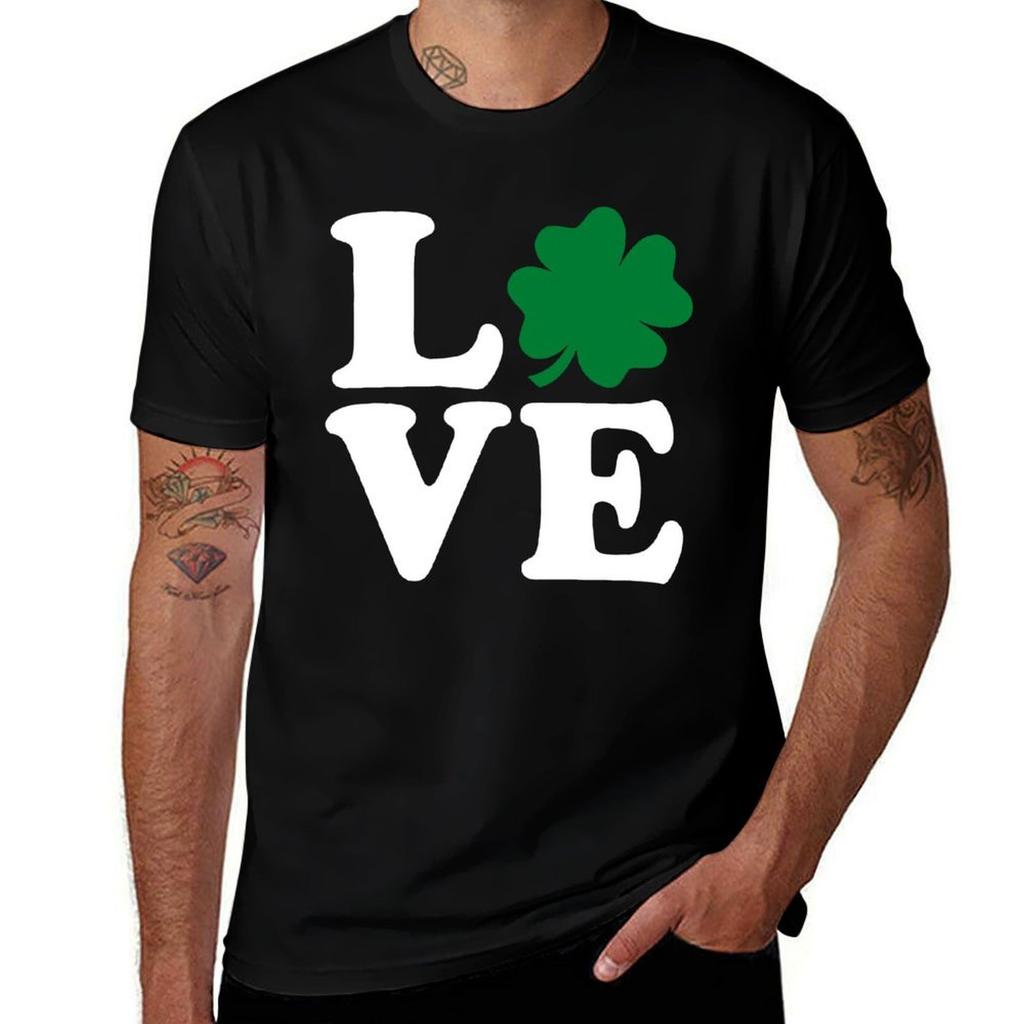 St Patrick's Day LOVE Shamrock Irish T-Shirt Man T Shirts for Men Man Graphic T Shirt T-Shirt