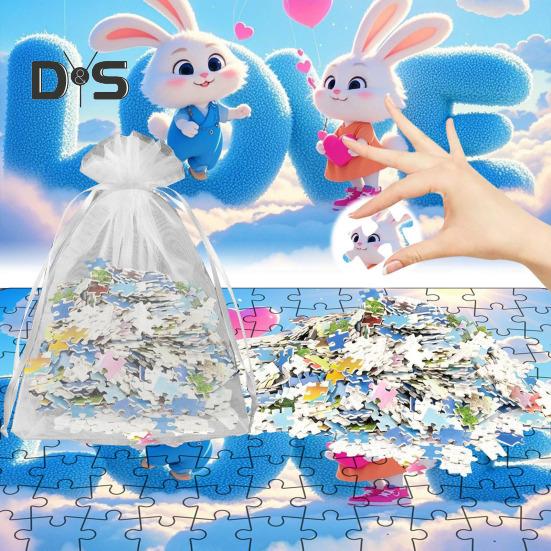 130ks/sada Pár Skládačka Králík Valentýn LÁSKA Zajíček logická hra Děti Dospělí Vzdělávací papírové puzzle Hračka Domácí dekorace