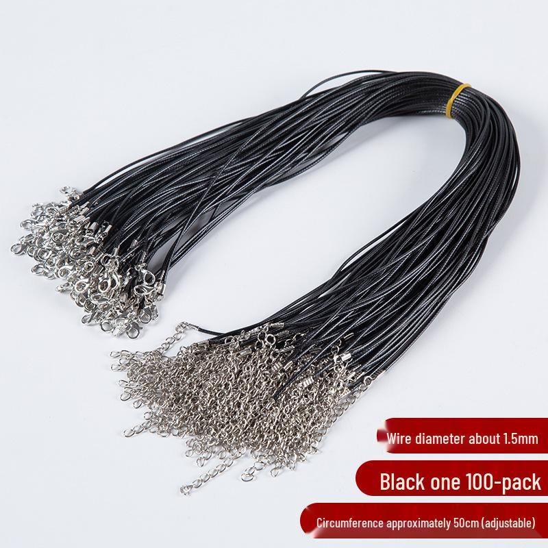 Black Leather Necklace Cord with Lobster Clasp for DIY Jewelry
