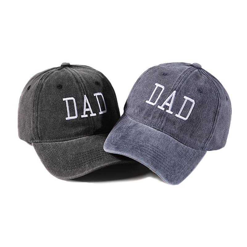 Unisex Washed Cotton Cap Dad Mom Embroidery Baseball Cap Outdoor Couple Chic Dad Hats