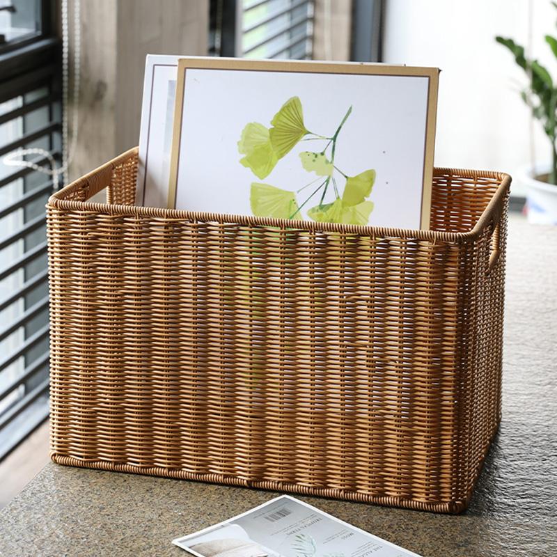 Handgewebte Aufbewahrungsbox Großer Korb Gewebte Kleidungsaufbewahrung Küche Schlafzimmer Wohnzimmer Kleidung Lebensmittel Kleinigkeiten Organizer
