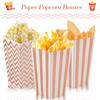 12pcs Pink Paper Popcorn Boxes Striped Polka Dot Design Candy Cardboard Buckets For Theater Carnival Birthday Party Favor Bags