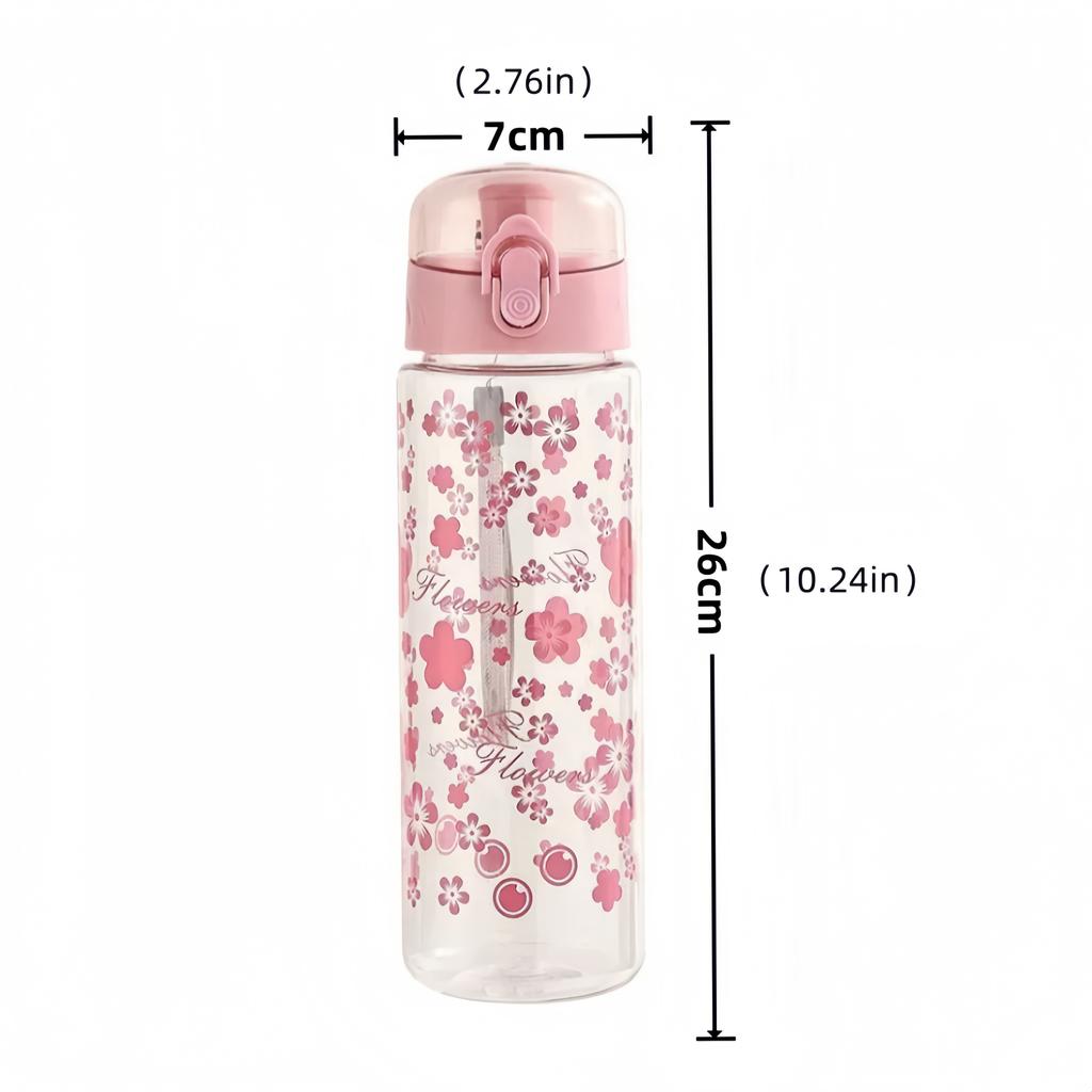 800ml Large Capacity Sports Transparent Water Bottle Leakproof Flower Plastic Drinking Bottles Outdoor Cycling Hiking Gym Jugs