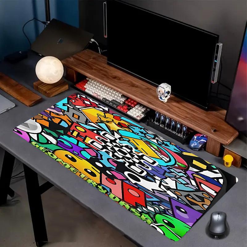 Geometry Dash Print Mouse Pad, Anti‑Slip Desktop Keyboard Mat, for PC Laptop Gaming Working Daily Use, Cool Festival Surprise Gift