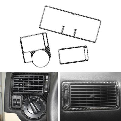 Painel lateral do carro de fibra de carbono centro ar condicionado saída ventilação guarnição capa para vw golf 4 jetta bora mk4 r32 gti 1999-2004