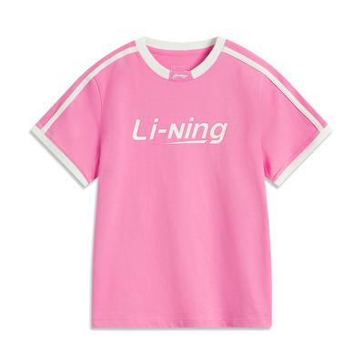 Li Ning Sports Lifestyle Series American Vintage Minimalist Comfortable Round Neck Pullover Short Sleeve T-Shirt Women T-Shirt AHSVB44-6