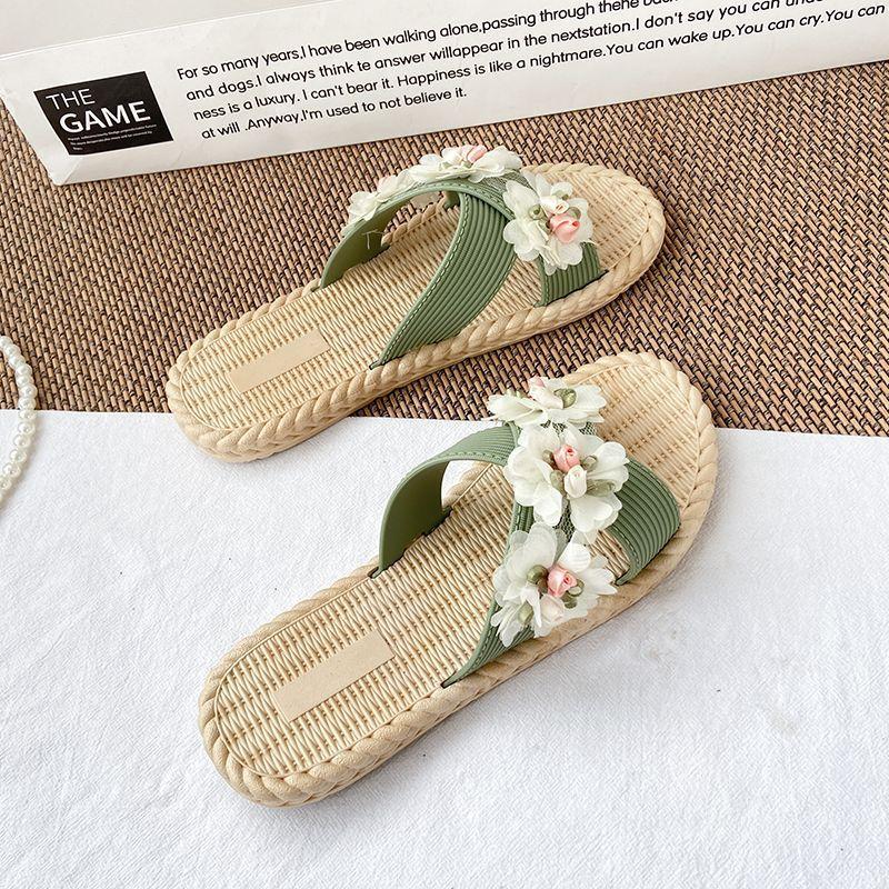 Flat Woman Slippers Outside On Beach Shoes for Women Flowers Sandals Cheap Liquidation Unique Slides Slip-resistant 39 Shoe Sale