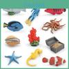 Conjunto de Modelos de Animais Marinhos Pvc Peixes de Recife de Coral Estrela-do-Mar Polvo Decoração Marinha Para Entusiastas de Aquário