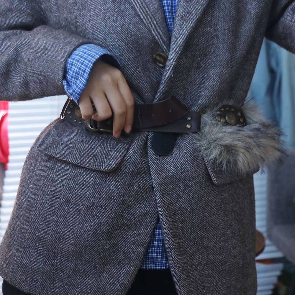PU Leather Furry Waistband Faux Fur Y2K Waistband Vintage Leather Fur Belt  Daily