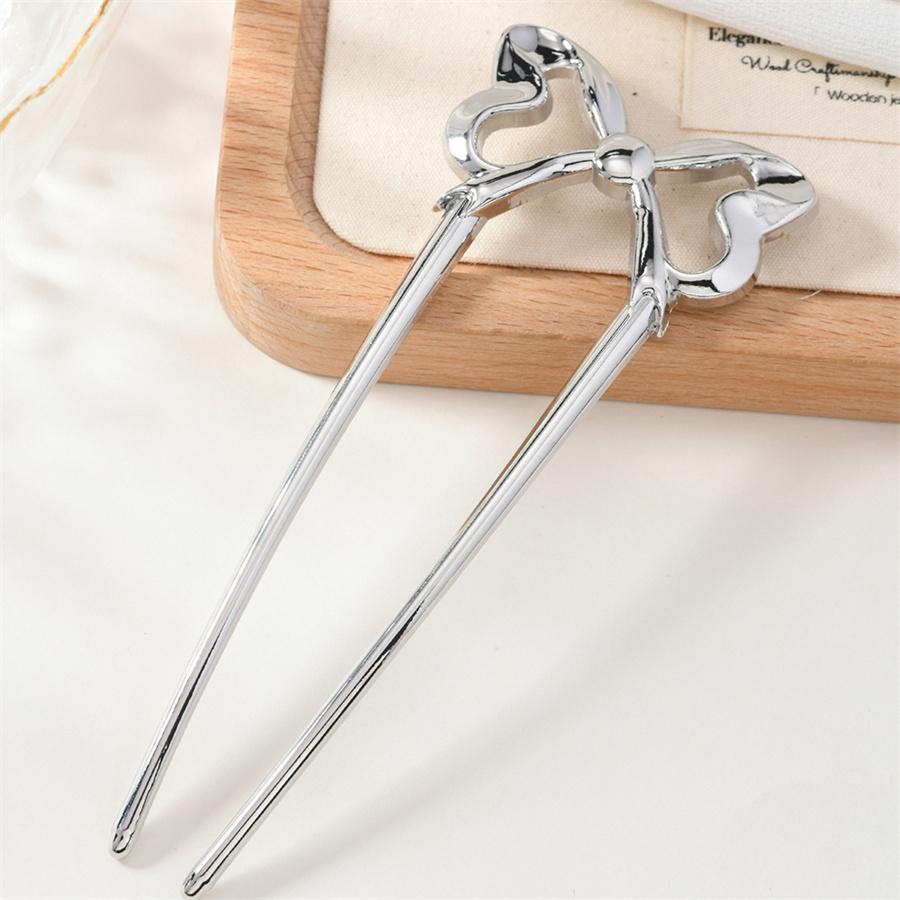 New high-end bow U-shaped hairpin for women with simple metal hairpin hairpin hairpin hairpin Fashion sweet and cute headdress