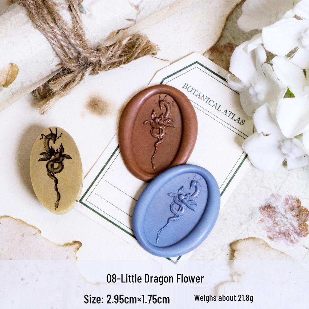 Three-Dimensional Engraved Brass Wax Seal Stamp Head with Frosted Irregular Multi-Layer Design