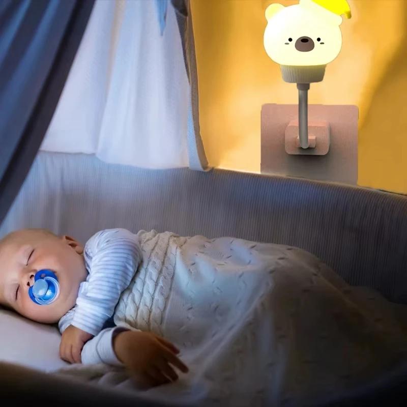 USB Night Light LED Cute Cartoon Bear rabit Night Lamp with Remote Control for Baby Kid Bedroom Decoration Bedside Lamp
