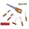 6PCS 1:12 Simulation Gardening Multi Tool Miniature Dollhouse Kids Cleaning Toys Mini Farming Tools Set